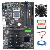 B250 BTC Mining Motherboard 12 GPU LGA1151 DDR4 Support VGA with G3930 CPU+Cooling Fan for Bitcoin Ethereum Miner