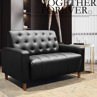Ally愛麗-沙發皮革加厚款-奢華型-美式拿鐵-百年經典復古兩人沙發125cm-雙人座皮沙發-黑色
