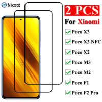 2Pcs/Lot For Xiaomi Poco X3 X2 Glass For Poco X3 NFC Screen Protector On For Xiaomi Poco M3 M2 F1 F2 Pro Glass Protective Film