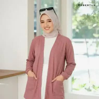 Outer Cardigan Lengan Panjang Wanita Rebertus merah bata