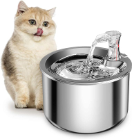 Cat Water Fountain Stainless Steel  Water Fountain for Cats Inside 3 Filters&Ultra-Quiet Pump 2.2L/7