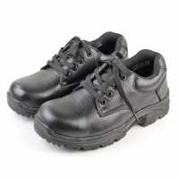 【GREEN PHOENIX 波兒德】男鞋 安全鋼頭鞋 專業機能工作鞋 寬楦 綁帶 真皮 防穿刺(黑色)
