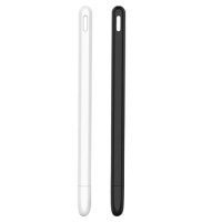 2 Pcs Stylus Pen Protective Cover For Apple Pencil 2 Cases Pencil Case Accessory White &amp; Black