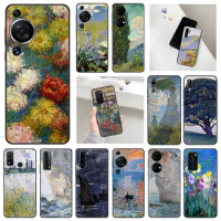 Soft Phone Case For Huawei P40 P50 P60 Pro P30 P20 Lite P Smart Z Pixel 7 6 5 a 4 XL Classic Claude Monet Flower Art Matte Cover