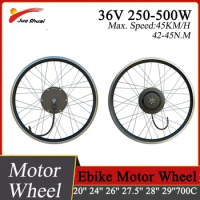 Electric Bike Hub Motor Wheel 36V 250/350/500W Brushless Front Rear E-Bike Hub Motor 20''24''26''27.5''700C Size 50KM Max Speed
