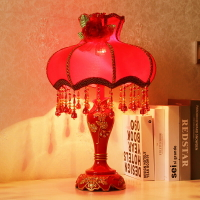 歐式臺燈家用可調節亮度婚慶紅色結婚婚房溫馨臥室遙控led床頭燈