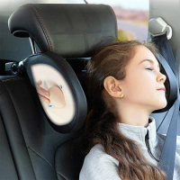 Car Neck Headrest Pillow Leather Car Seat Headrest Pillow 180 Degree Rotatable Car Headrest Support Memory Foam for Kids Adults