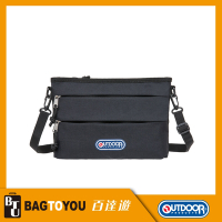 【OUTDOOR】輕遊系-橫式側背包-黑色 OD211016BK