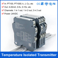 RTD pt100 temperature transmitter 4-20mA din rail mounting temperature isolator