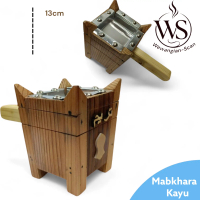 Mabkhara Kayu Tarim Logo Terompah Bahan Kayu Tempat Bukhur Wadah Buhur Dupa 10cm x 6cm