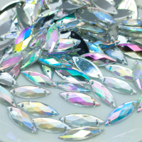 Payet diamond kristal mote akrilik jahit grade A uk 7*21 per lusin payet  diamond  kristal manik tem