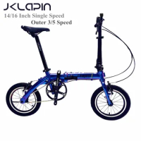 JKLapin Folding Bike 14 16 Inch Single Speed Outer 3 Speed V Brake Aluminum Alloy Mini Modification Portable 412 Folding Bicycle