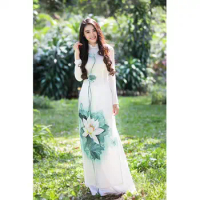 2024 new vietnam style dress retro floral printing traditional chiffon cheongsam dress chinoise ao dai elegant party dress a78