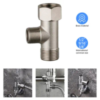 Toilet Diverter Valve G1/2" 9/16" 3/8" T-Valve Copper Tee Connector 3 Way Pipe Fitting For Bath Bidet Sprayer Shower Attachments