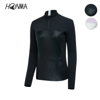 【HONMA 本間高爾夫】女款針織拼接半高領上衣 日本高爾夫球專櫃品牌(S~L淺紫、黑色任選HWJD504R924)