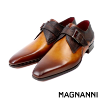 【MAGNANNI】漸層刷染單扣孟克鞋 棕色(23491A-CUE)