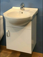【Laister立徠】一體瓷盆單門浴櫃組45cm 白色。不含面盆龍頭