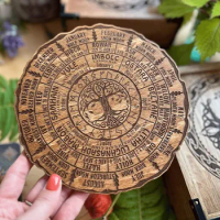 Vintage Tree Of Life Calendar Wheel Of The Year Wood Sign Witchcraft Planner Witch Altar Small Wall Calendar DecoracióN Hogar