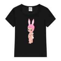Bunny Cherub Pink Bunny Sonny Angel Sticker Cute Y2K top Harajuku Fashion Cartoon Style Boy Girl t-shirt