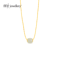 MJ Jewellery 999.9/24K Gold Foil Inlaid White Jade J3 with 375/9K Gold Necklace Set
