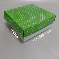 icjbox Dus polkadot hijau untuk nasi /kue /acara spesial 16x16x6,5 cm Model terusan Alas dan Tutup s