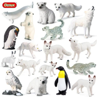 Oenux Arctic South Pole Animals Simulation Penguins Polar Bear Wolf Beluga Whale Action Figures Model Figurine PVC Kid Toy Gift