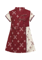Rianty Kids Dress Baju Pesta Batik Anak Perempuan Areeya Katun Premium Merah Maroon