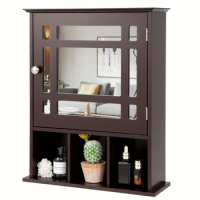 Bathroom Medicine Cabinet with Mirror, Wall Mounted Hanging Storage Organizer with Adjustable Shelf, Mirrored Storage