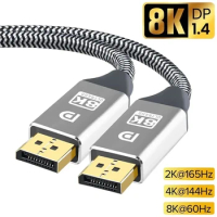 8K DisplayPort 1.4 Cable 8K 60Hz Type C to DP Cable 4K 144Hz 2K165Hz Compatible Thunderbolt 4/3 MacBook Pro iPad Dell XPS Switch