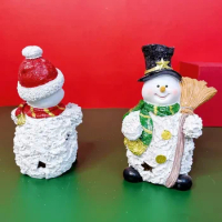 2024 Snowman Resin Craftwork: Christmas Scene Decoration, Desktop Window Night Light, Gift Idea Christmas Decoration Home Decor