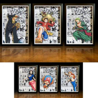 One Piece Character Photo Frame Painting Collection Comic Background Straw Hat Group 3D Paper Art Three-dimensional Painting