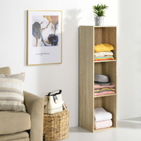 書櫃/收納櫃 TZUMii 簡約加高三空櫃-淺橡木色