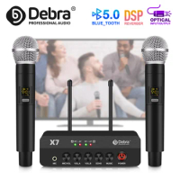 Debra X7 Portable Wireless Microphone System With Dual Handheld Mic 5.0Bluetooth DSP Reverb ForKaraoke Parties And Church
