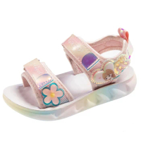 Girls' Sandals Soft Soled Children's Shoes Summer Flower Girls' Princess Sandals Comfortable Children's Beach Shoes