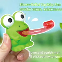 Tongue-Sticking Frog Toy, Novel Creative Squeaky Sound Squishy Fun Stress Relief Toy, Children's Little Dinosaur Gift