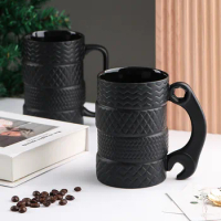 Creative Ceramic Tire Shaped Cup, Large Capacity, Novelty Mug, Office, Home, Coffee, Breakfast Cup, 500ml