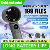 SG Ship in 12 Hour2025 Upgraded 199-Speed 24000mAh Mini Portable Handheld Fan High Speed Air Cooling