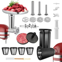 Meat Grinder&amp;Slicer Shredder Attachments for KitchenAid Stand Mixer,For KitchenAid Mixer Accessories Includes Metal Food Grinder