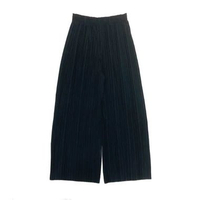 Celana Panjang Kulot Plisket Hitam Polos Polyester Wanita