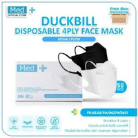 Med+ Masker Duckbill 4ply Putih/Hitam 50 Pcs / Mix Pastel 50 Pcs Masker Duckbill Kemenkes Disposable