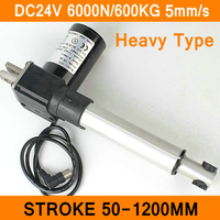 Penggerak Linear 24V DC Motor tugas berat 6000N 600KG 1320LBS 5 mm/s strok 50-1200mm Motor beban ele