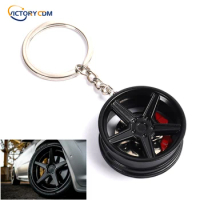 Car Wheel Turbo Keychain Key Ring With Brake Discs Car Tire Wheel Keychain Zinc Alloy Key Fob Car Styling Auto Accessories