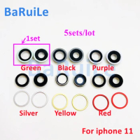 BaRuiLe 5sets Back Camera Lens with Frame For iPhone 11 Pro Max 12 13 14 Plus Rear Camera iron Ring Bezel Cover Replacement Part