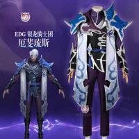 Game LOL EDG The Silvery Knights of Dragon Aphelios Cosplay Costume Uniform Outfits Suit Halloween C