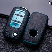 ... xiePU-Leather Car Key Case Keys Full Cover Protection Shell Bag for VW Volkswagen Polo Tiguan Passat Golf Jetta Lavida  Octaviajsdkjfoiw