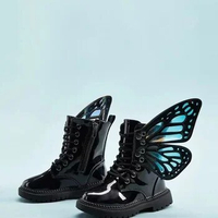 Super cute for children Halloween black boots colorful transparent butterfly wings versatile
