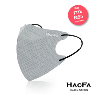 口罩【HAOFA】N95 3D 氣密型立體口罩 晨霧灰 五層 成人款 50入/盒 台灣製造 立體口罩 MIT