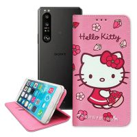 三麗鷗授權 Hello Kitty SONY Xperia 1 III 5G 櫻花吊繩款彩繪側掀皮套