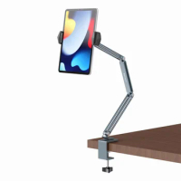 Desk Bed Tablet Stand Adjustable for 4-12.9 Inches Mobile Phones Tablets Aluminum Arm Mount Support for iPad Pro Mini Xiaomi Tab