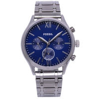 FOSSIL 美國最受歡迎頂尖潮流時尚簡約三眼腕錶-藍面-BQ2401